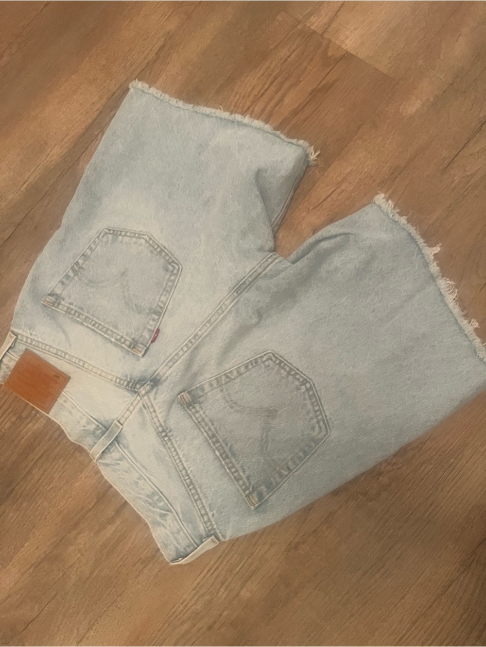 Levi's Light Blue Distressed Denim Shorts - Picture 2 of 4